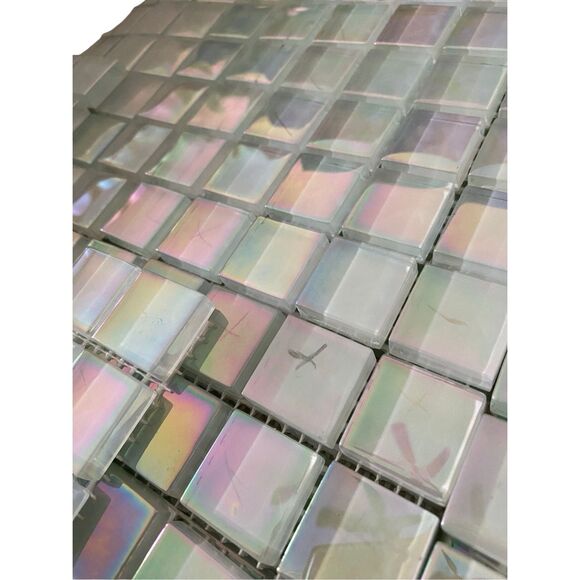 Fired Earth Glass Mosaic Tile Lot 298 Pieces Iridescent Square Pieces Pastel Mix - Picture 3 of 15